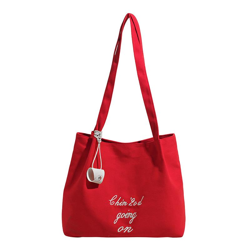 Simple Large-capacity Letter Canvas Bag Women's Summer New Commuter Shoulder Daily Travel School Bag