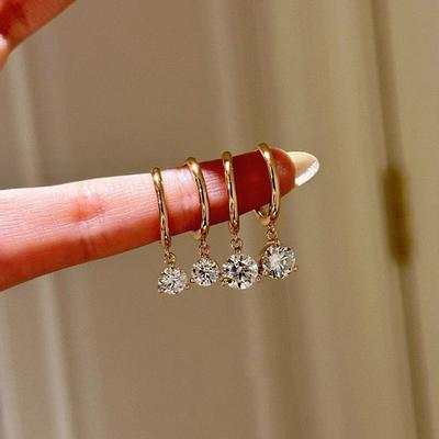 2025 Trendy Crystal Zircon Geometric Flower Rhinestone Hoop Earrings Classic Party Wedding Gift Zircon