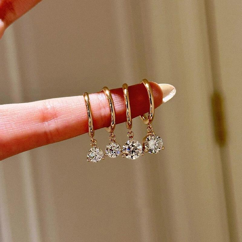 2025 Trendy Crystal Zircon Geometric Flower Rhinestone Hoop Earrings Classic Party Wedding Gift Zircon