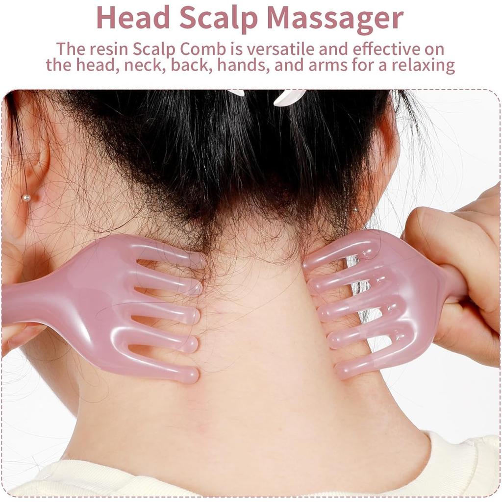 2Pcs Head Massager Manual Hair Scalp Massager Gua Sha Five Claw Massage Tool Comb Portable Handheld Resin Relax Tool for Gifts