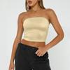 Women's Sleeveless Solid Color Women's Bandeau Tops Strapless Navel Tops Basic Backless Bandeau Cute Summer