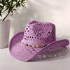 2026 Melesh Western-style Ginger Cowboy Hat with a Flexible Brim The Bohemian Style Is Perfect for Sun Protection On the Beach.