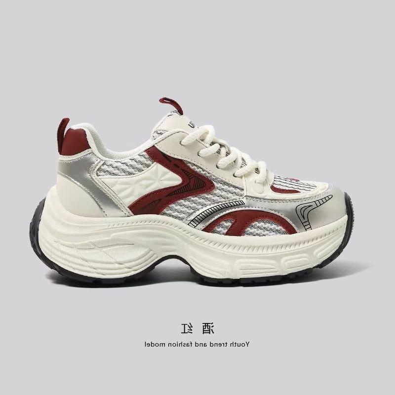 22 new spring and autumn breathable shoes casual shoes niche sports shoes thick-soled red dad shoes 35 красный