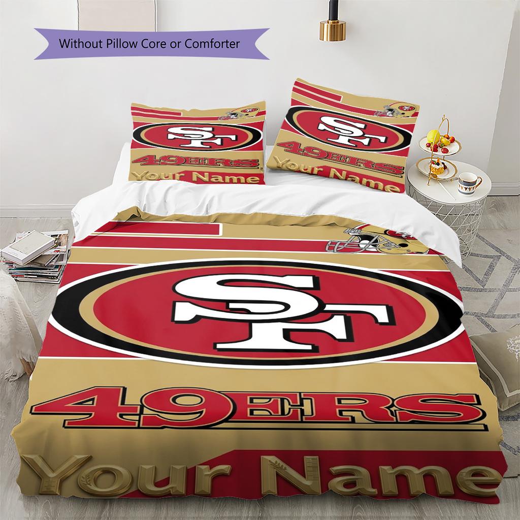Name Custom SF 49ers Pattern Bedding Set Quilt Cover Pillowcase Home Decor Gift (1 * duvet cover + 2 * pillowcase, without core)