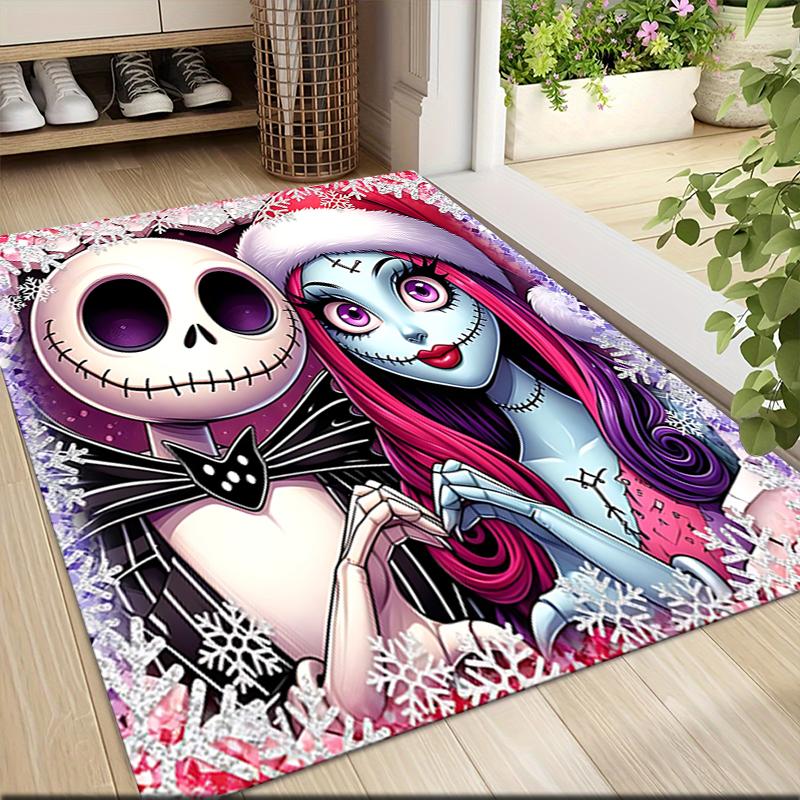 1Pc Jack Sally'S Winter Romance Carpet Rug Soft Washable Antislip Home Living Room Sofa Mats Personalized Christmas Rug
