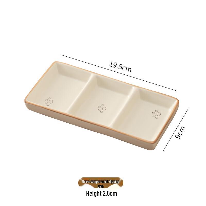 Ruhan Ceramic Three-Compartment Dipping Dish