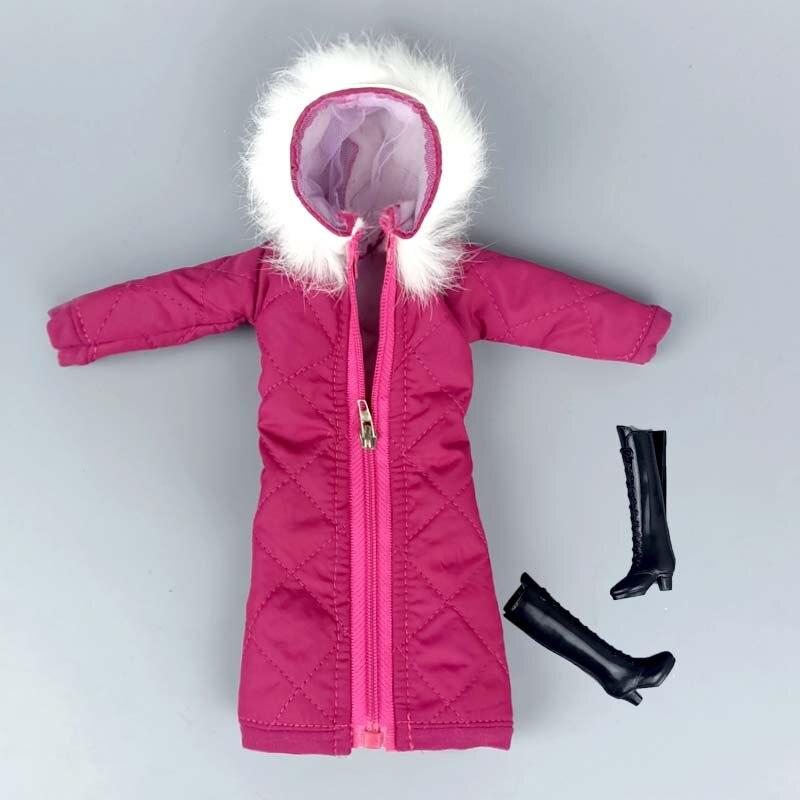 

Ярко-розовое зимнее длинное пальто с капюшоном для куклы Барби, наряды, одежда, парка для куклы 1/6 BJD, куртка, кукла 1:6, аксессуары для детей, игрушки
