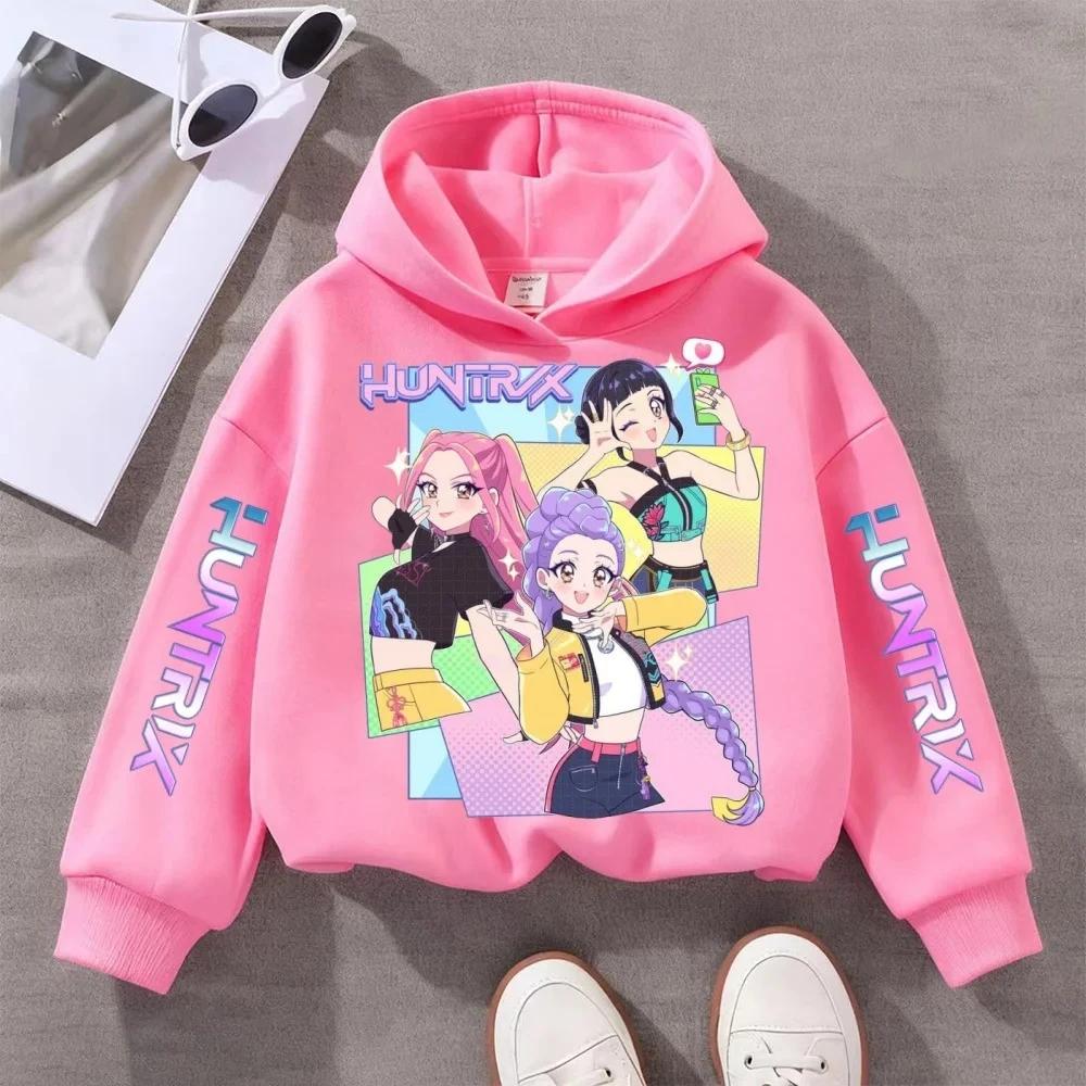 KPop Devil Hunter Cute Print Children Hooded Sweatshirt Boy Girl Autumn Winter Daily Outdoor Vacation Loose Warm Soft Sportswear
