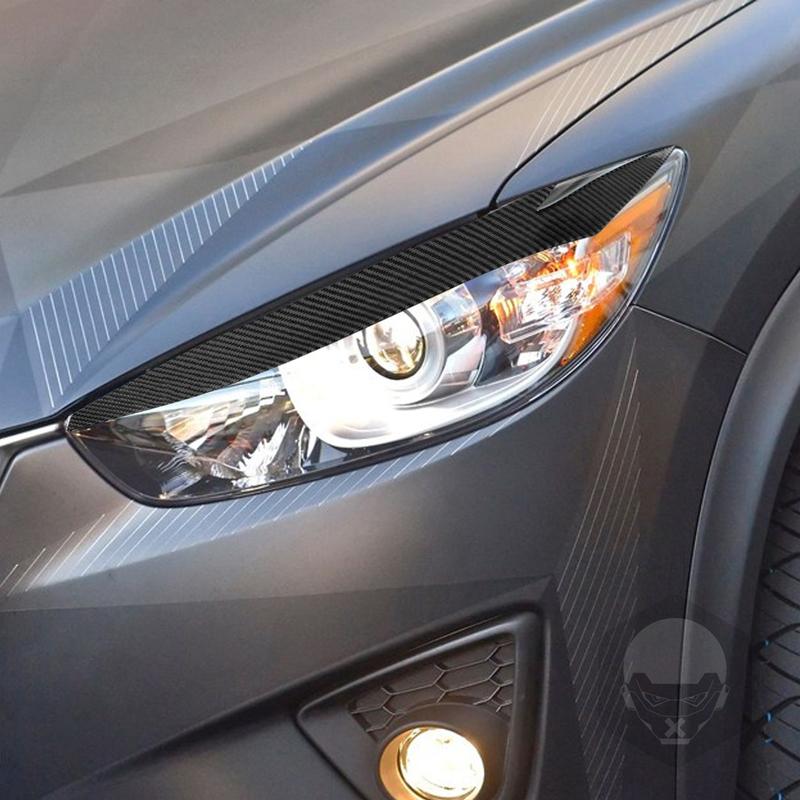 For Mazda CX5 2013-2016 Carbon Fiber Front Headlight Eyelid Eyebrow Cover Decorative Car Decoration Styling Accessories Sticker