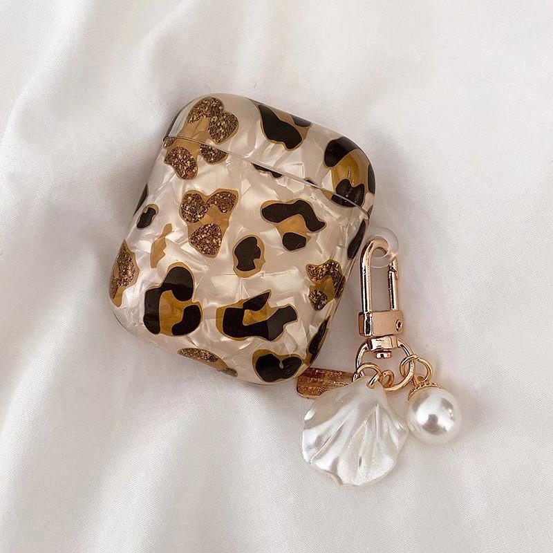 

AirPods 1 Generation 2 Earphone Cover IMD Leopard Pattern Protective Case Love Pendant Creative Shell Beauty Pearl Bracelet AirPods 1st and 2nd Generation