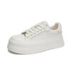 The First Layer of Cowhide White Shoes Women's 2025 Spring New Women's Casual Single Shoes Heightening Platform Shoes Women's Versatile Women's Shoes