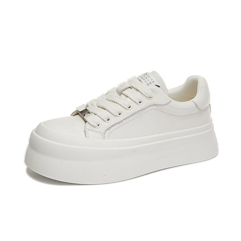 The first layer of cowhide white shoes women's 2025 spring new women's casual single shoes heightening platform shoes women's versatile women's shoes