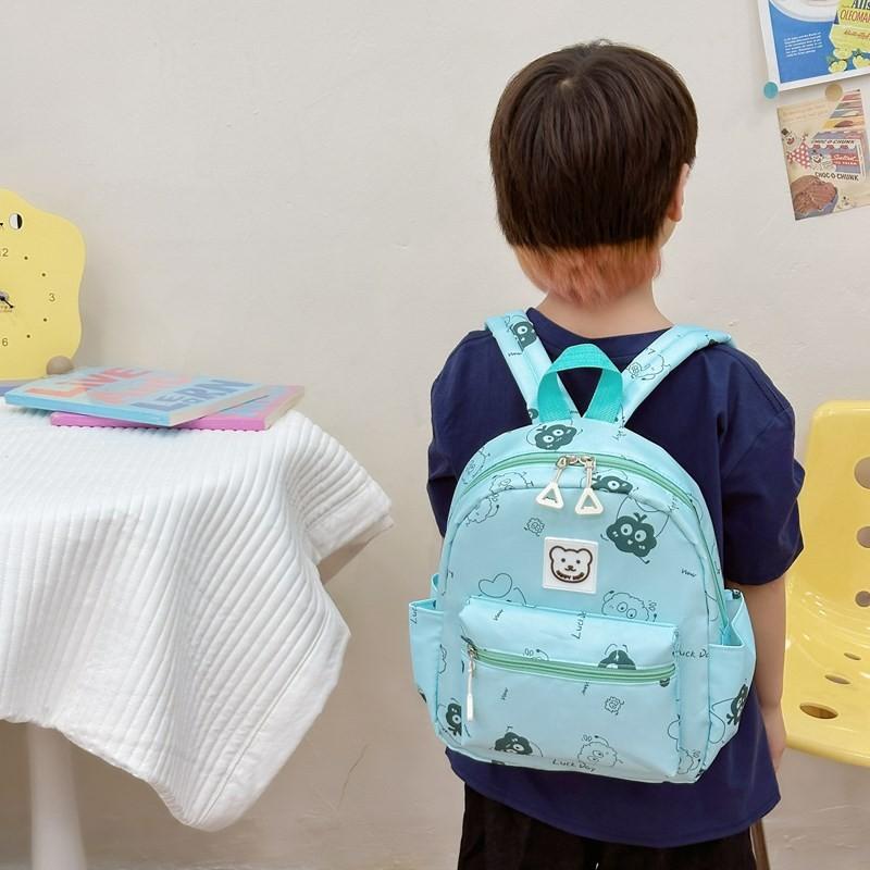 Adorable Cartoon Bear Print Backpack For Boys And Girls Breathable Nylon Material