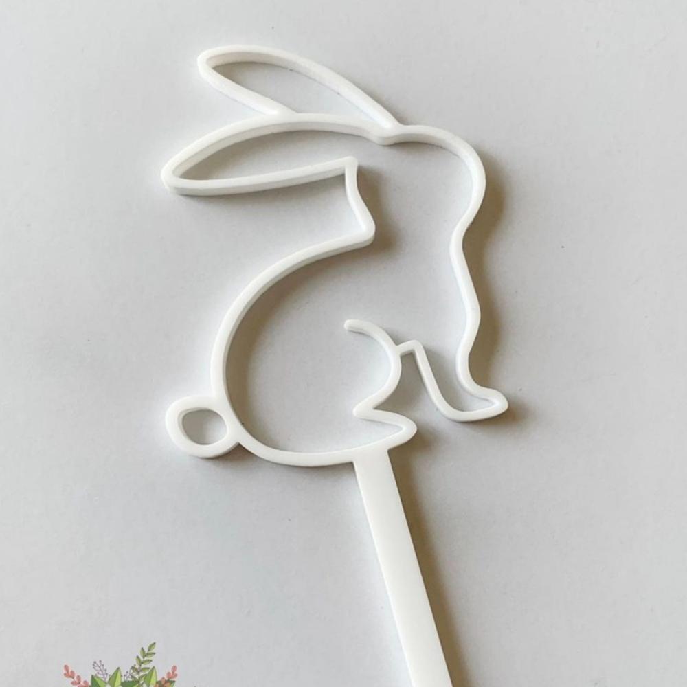 

5pcs Rabbit Acrylic Happy Easter Cake Topper for Easter Party DIY Cake Dessert Baking Decoration Supplies 5pcs