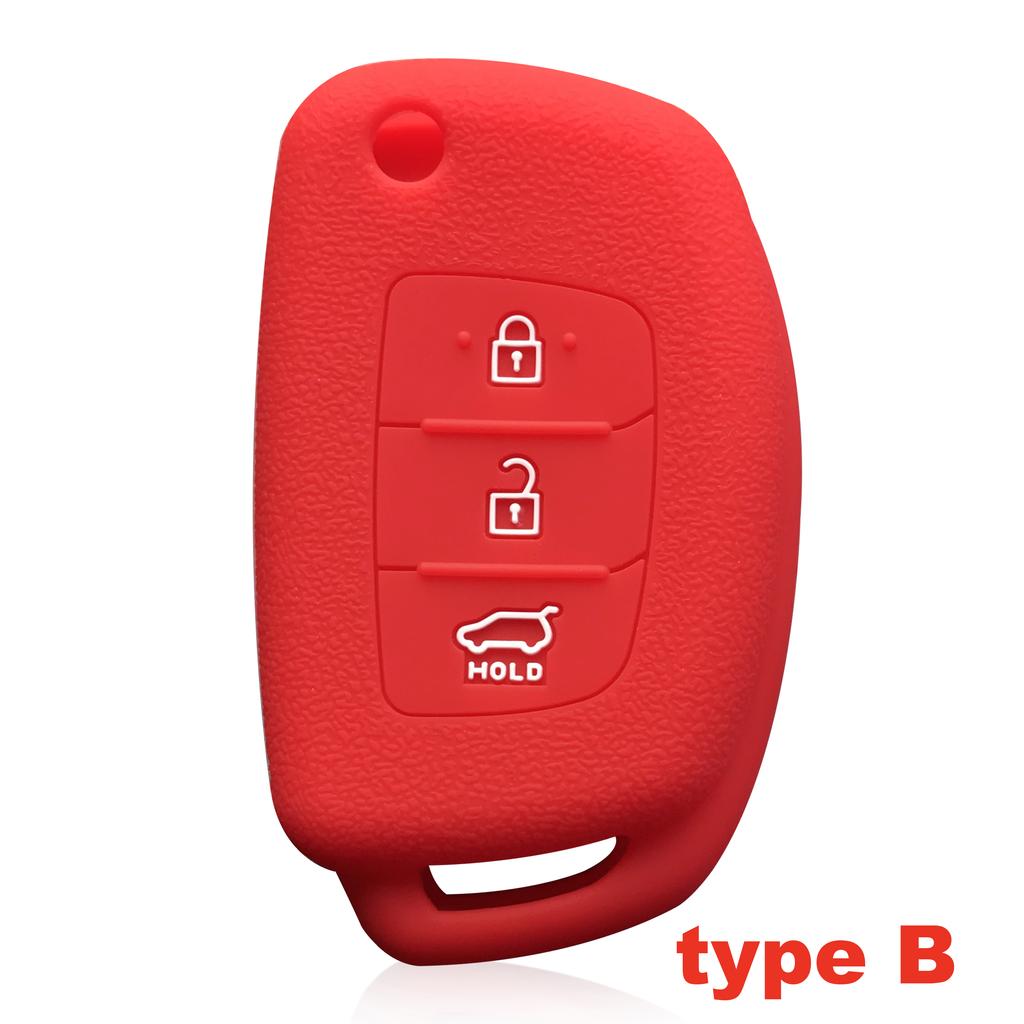 Key Case for Hyundai Accent Ix25 Tucson Ix35 2014 Elantra Creta Verna I40 I10 Solaris 2015 2016 2021 3 Button Silicone Key Cover