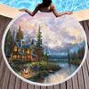 Landscape Art Oil Painting Round Beach Blanket Water Absorbent And Quick Drying Polyester Beach Towel Pool Towel Picnic Blanket