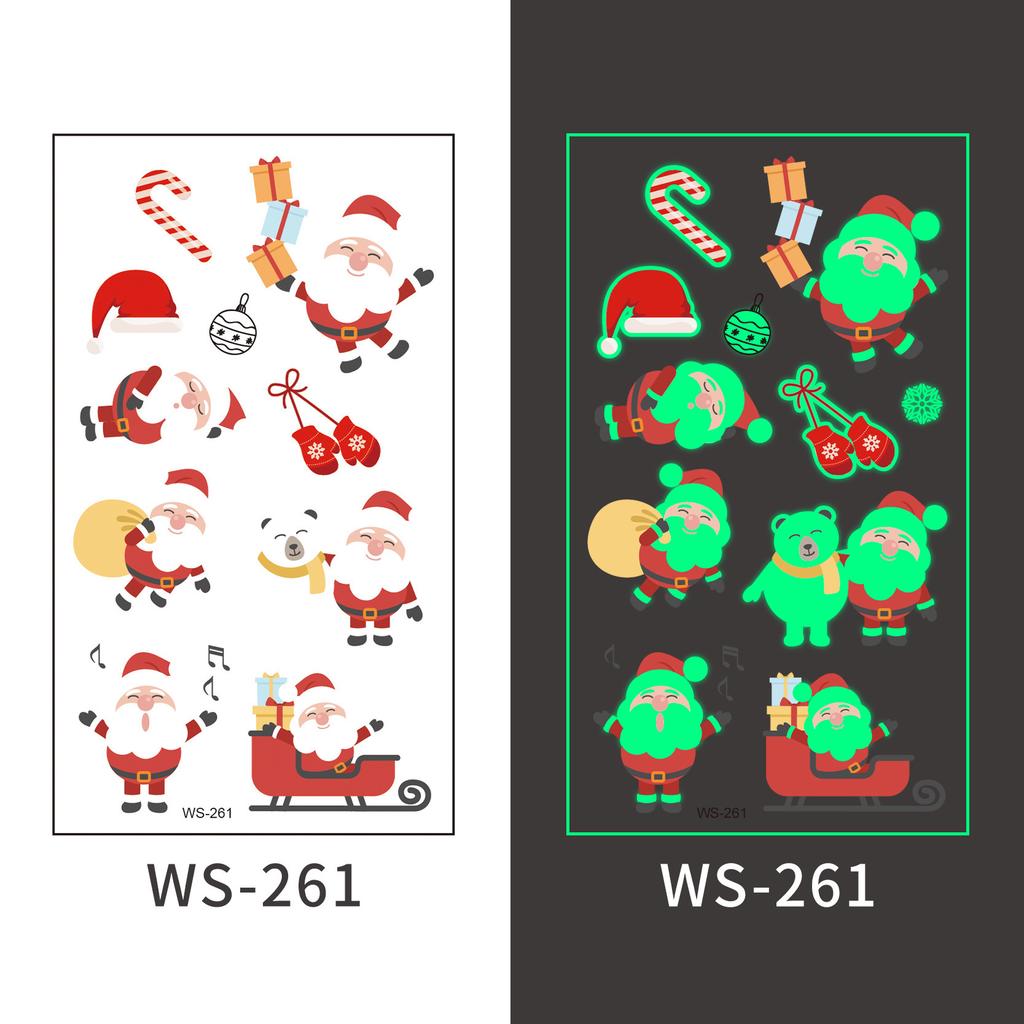 New Cross-border Christmas Luminous Tattoo Stickers Children's Cartoon Waterproof Sweat Party Holiday Green