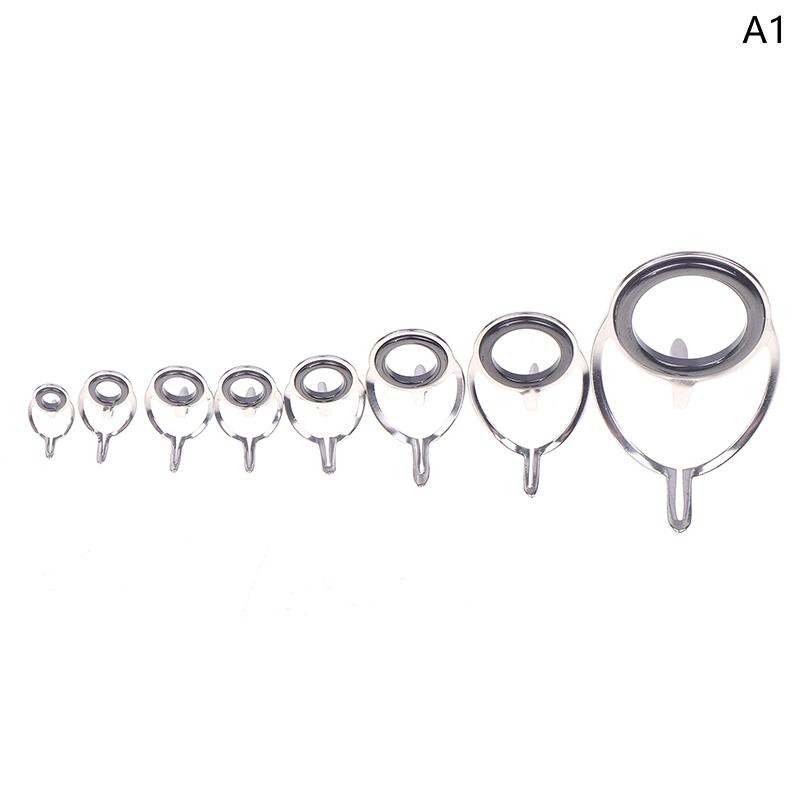 

8Pcs/set Fishing Tackle Stainless Steel Repair Kit Set Fishing Rod Guide Ring Tip Fishing Pole Circle Ring Eye Guide Wire Loop