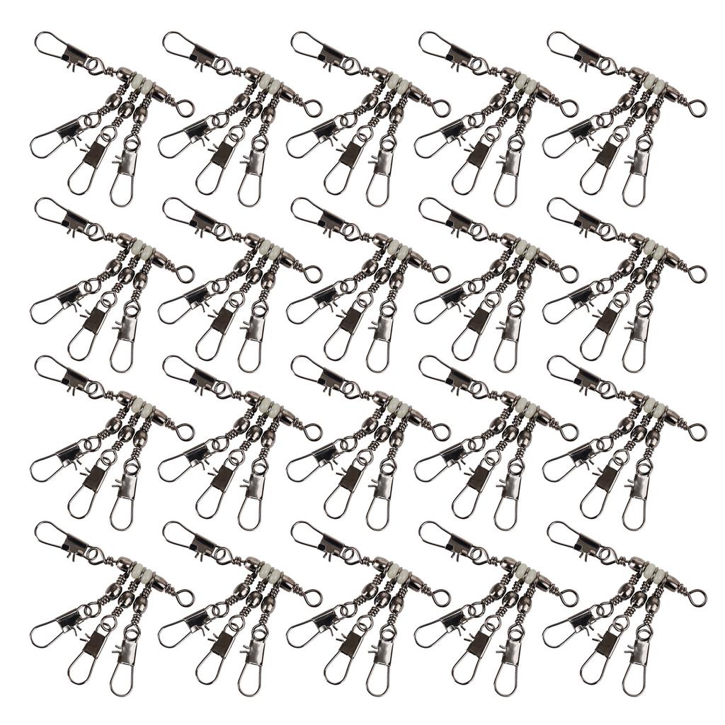 20Pcs Fishing Lure Hook Connector Fishing Snap Connector 3 Way Rolling Swivels Heavy Duty Sea Fishing Tackle Accessory