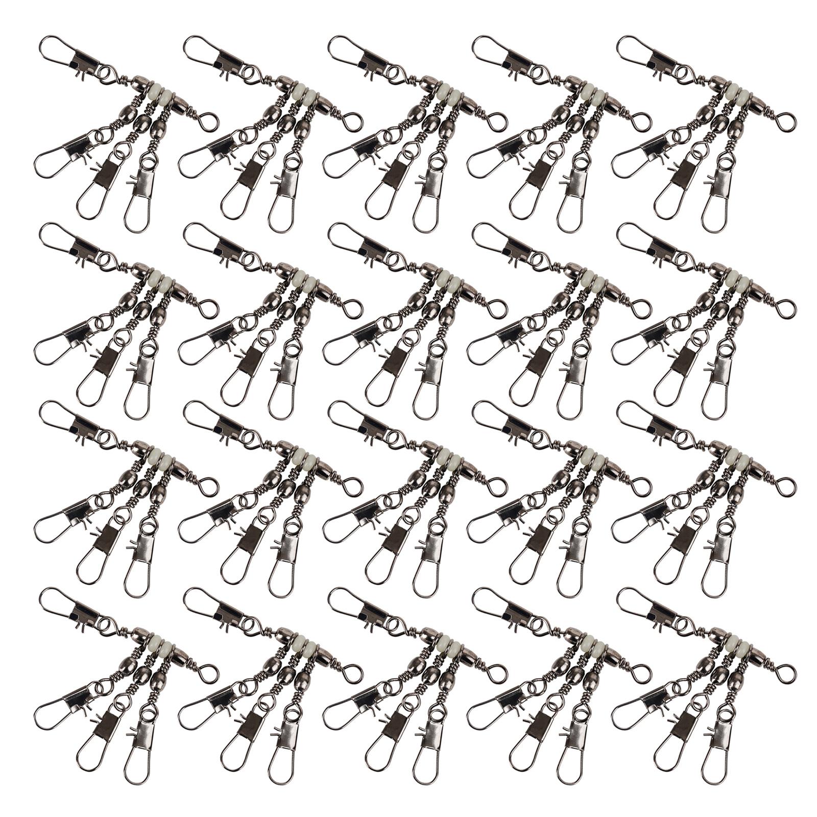 

20 шт. Морская рыболовная оснастка Рыболовный застежка-вертлюжок 3-сторонний Вертлюг с подшипником Бочонок Соединитель для крючка рыболовной приманки с булавкой 10