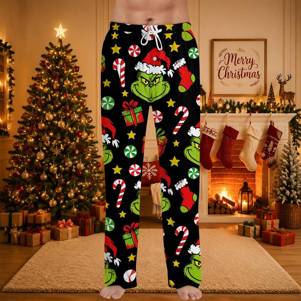 Men's Christmas Print Sleep Pants for Casual Lounging