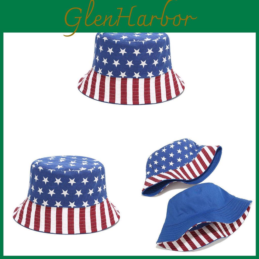 Amerikanische Flagge Canvas Fischerhut mit breiter Krempe zum Sonnenschutz und Sonnenschutz
