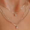 Boho Gold Color Round Crystal Pendant Necklace For Women Vintage Metal Multilayer Geometric Chain Necklace Jewelry Gift