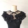 Embroidery Double Layered Lace Up Shawl Wrap Sweet Skirt Decorative Doll Collar Lapel Detachable Fake Collar Top For Women