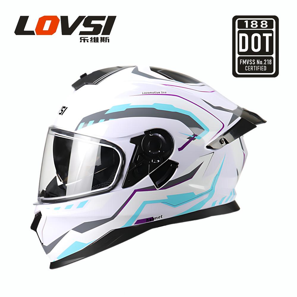 Motorcycle Helmet Black Skull Men's Helmet Motorcycle Full Helmet Men's and Women's All-season Universal Double Lens Riding
