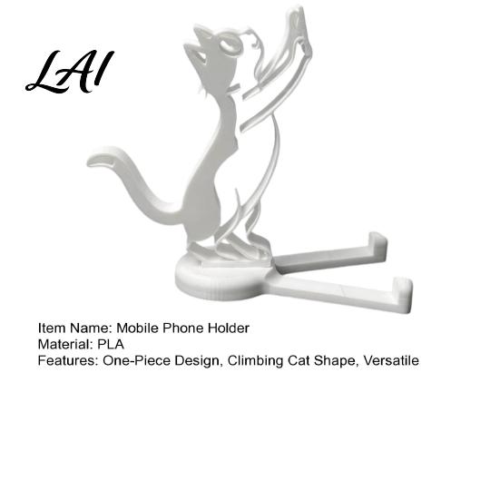 Horizontal Vertical Phone Holder 3D Printed Mobile Holder One-Piece Molding Stand One-piece Stand Climbing Cat Shape Stable Support for Watching