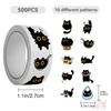 500Pcs/Roll Q Funny Black Cats Kids Rewards Stickers - DIY Scrapbooks Album Decor Sealing Label Decals