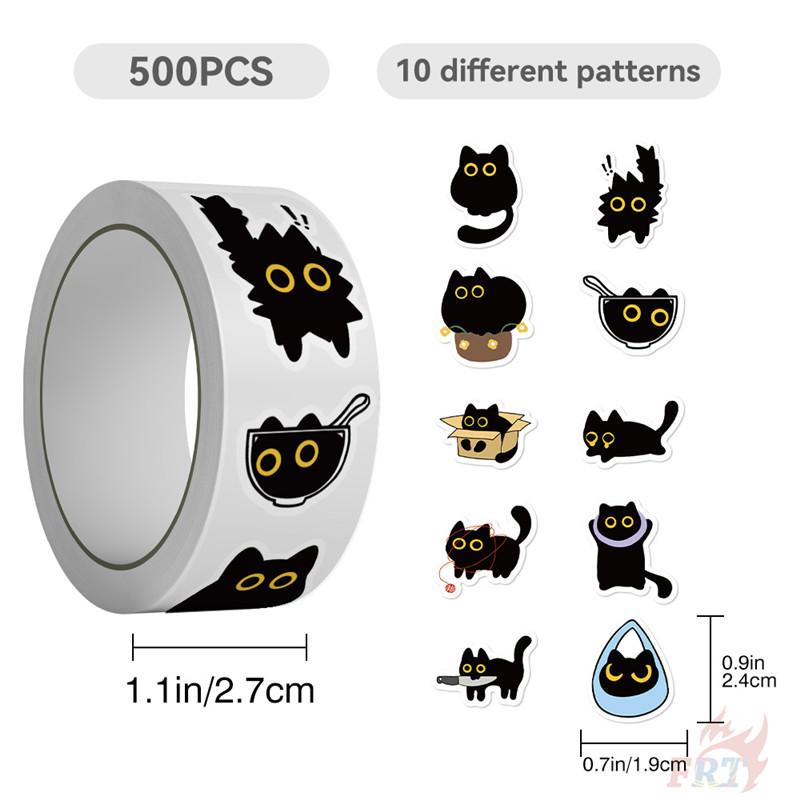 500Pcs/Roll Q Funny Black Cats Kids Rewards Stickers - DIY Scrapbooks Album Decor Sealing Label Decals