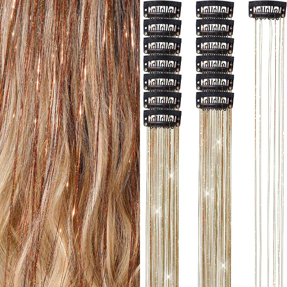 6Pcs Glitter Hair Tinsel Colorful Shiny Sparkle Hair Fairy Tinsel Hair Extensions  Women