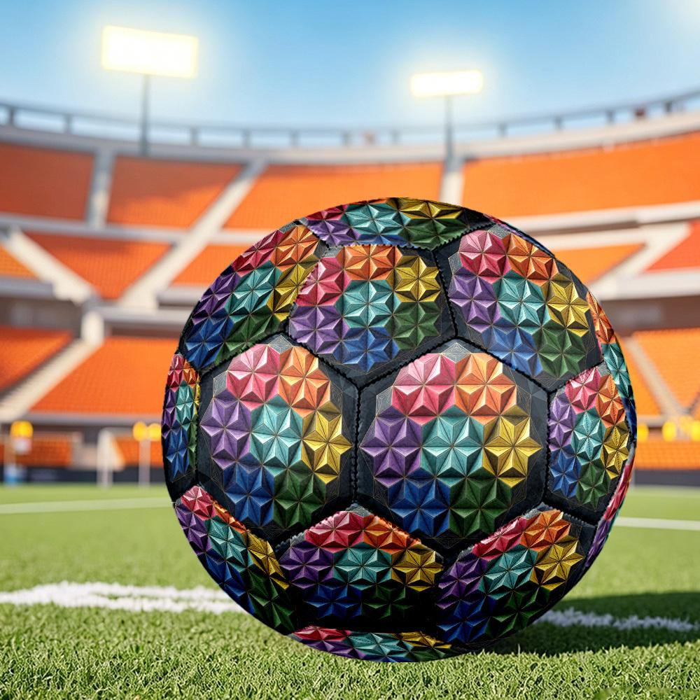 1pc Colorful Geometry Themed Soccer Ball, Size 5, Lightweight PVC Material, Outdoor Training Soccer Ball Gift. Q62270