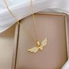 Compact Love Wings Light Luxury Temperament Gorgeous Full Diamond Necklace Female Versatile Collarbone Chain Titanium Steel Chain