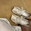 Soft leather version~ Rebellious ballet Velcro Mary Jane shoes women's splicing leather casual versatile single shoes H55 same style