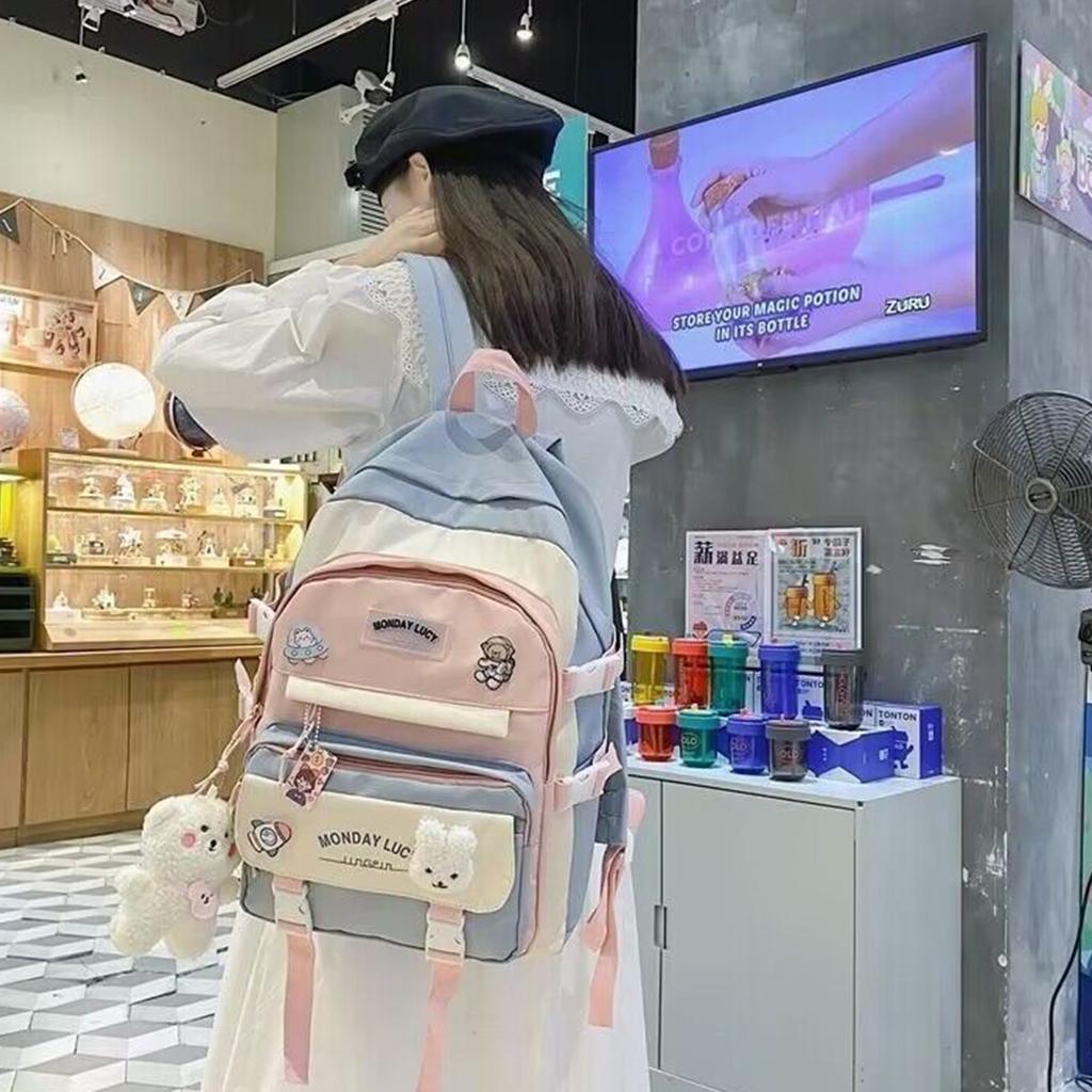 Stylish Nylon Backpack School Backpacks Laptop Backpacks School Bag for Middle School Girls and Elementary Students