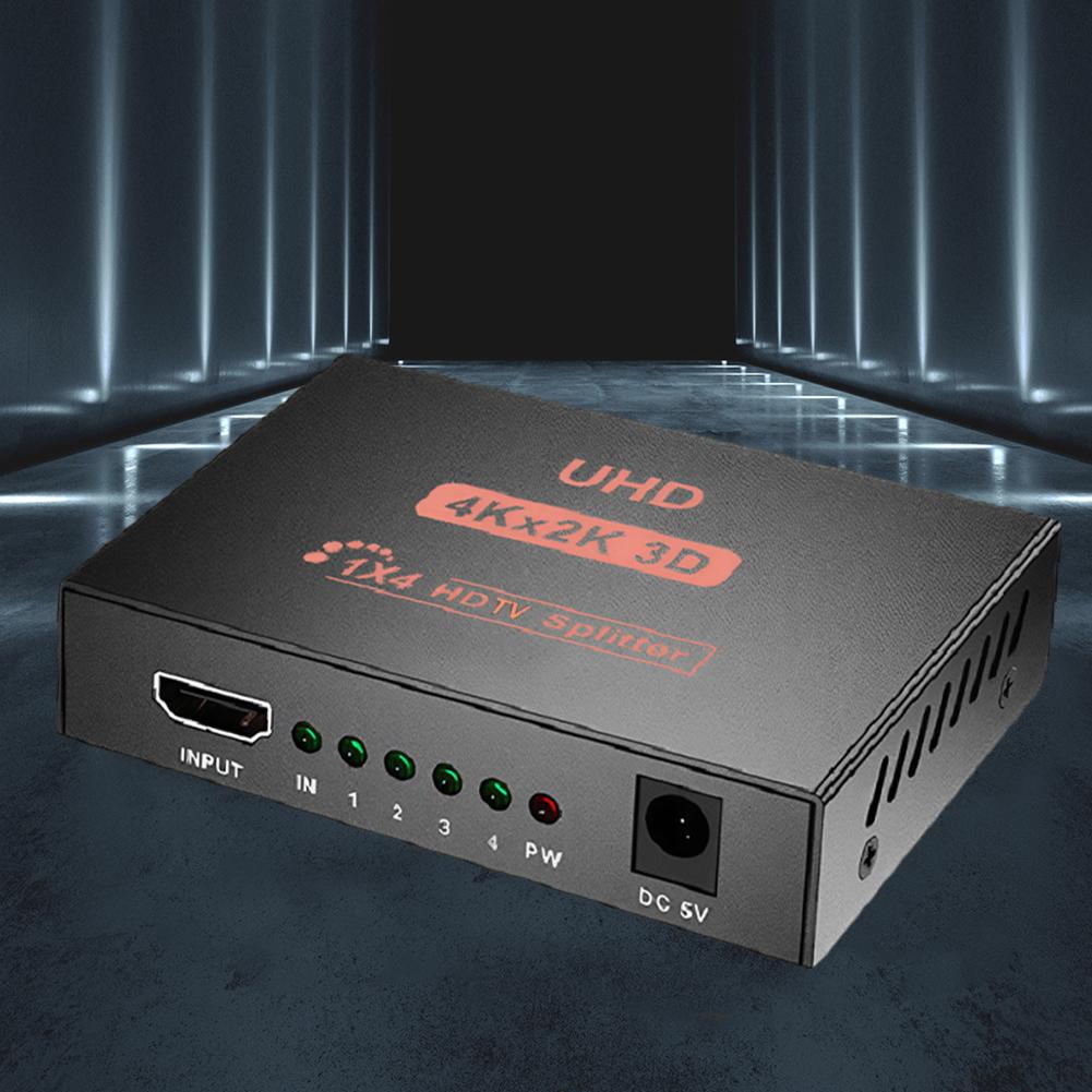1 in 4 out HDMI Splitter UHD 4K x 2K 3D HDMI-compatible Splitter With Adapter 1080P Dual Display Converter for HDTV DVD PS3 Xbox