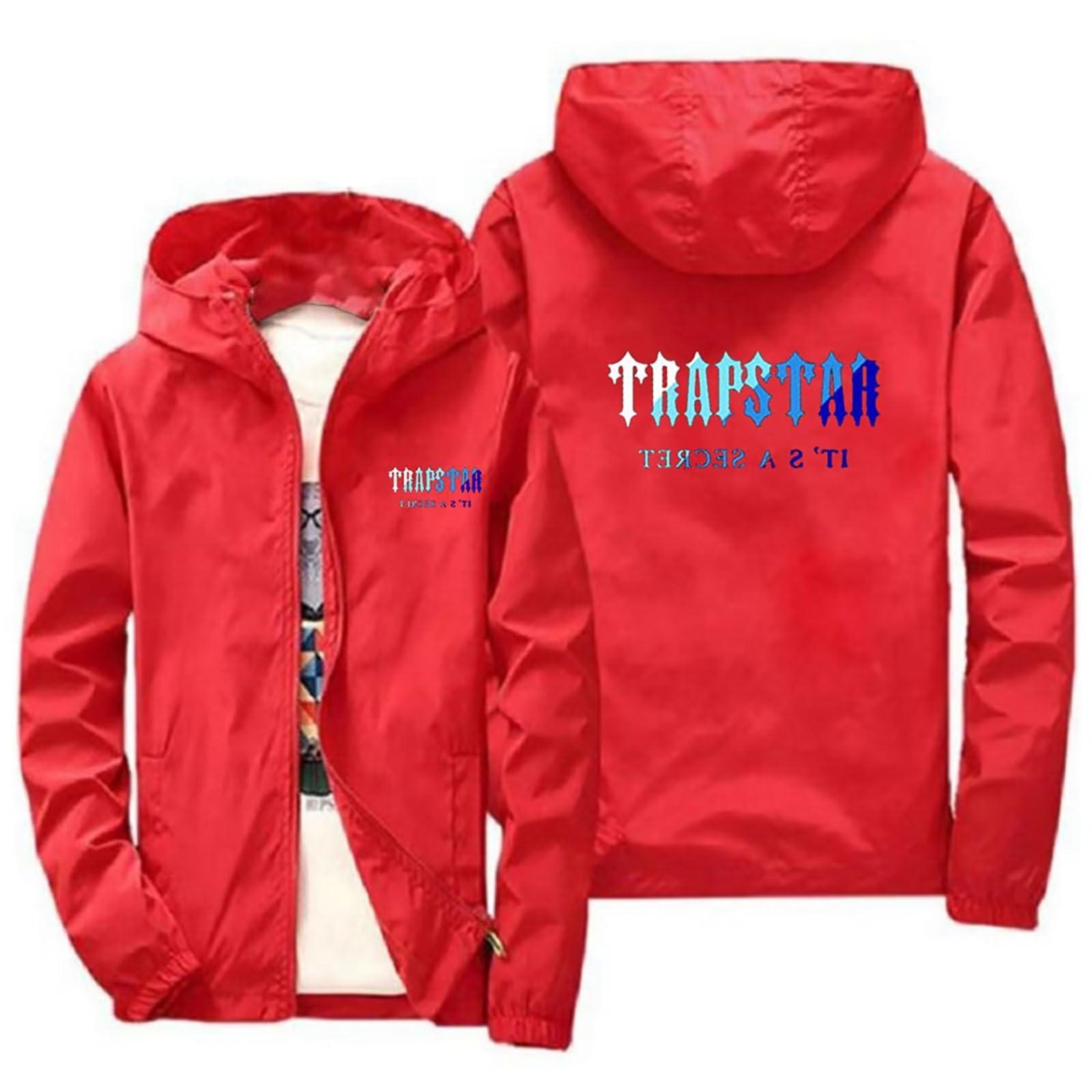 Women s Fashion Casual Printed Long Sleeve Pocket Cardigan Jacket Zipper Hoodie Coat XL красный