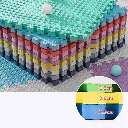 36-Piece Interlocking Mat Set, 1.2cm Thick, Kids' Puzzle Mat, 30cm, with Side Parts, Thick, Stain-Resistant, Shock-Absorbent, Washable, Non-Slip, Suit