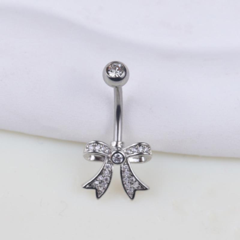 Fashion Bowknot Heart Navel Rings For Women Sexy Belly Button Nail Body Piercings Jewelry Stainless Steel Belly Button Ring Gift