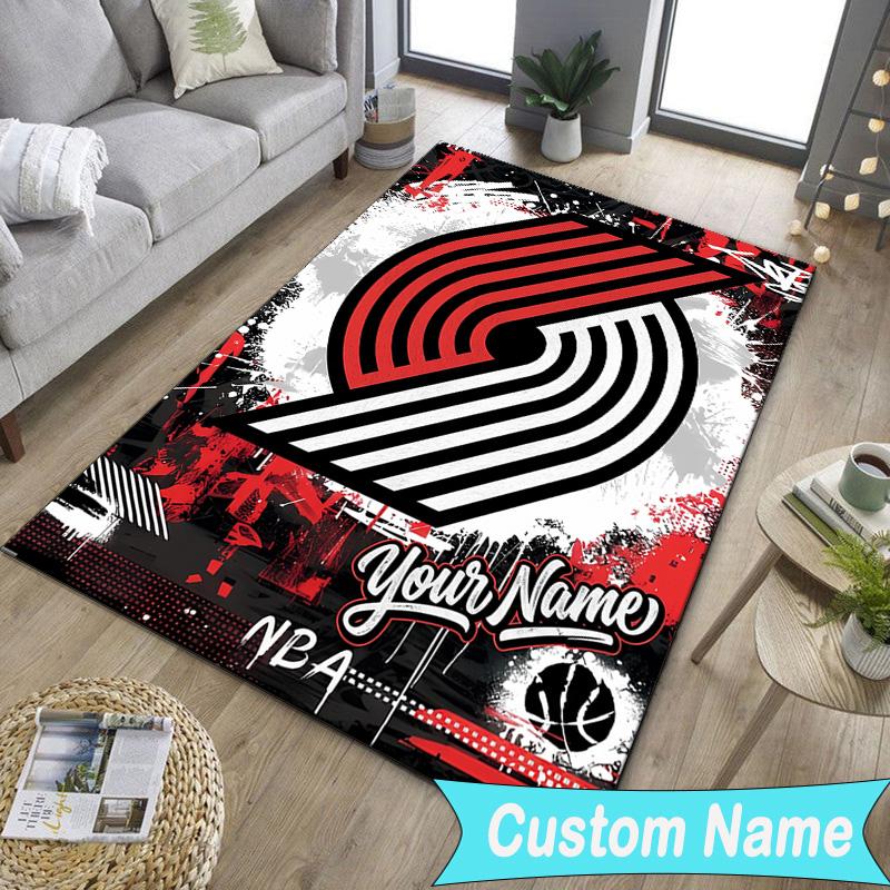 Custom NameTrail Blazers Logo Carpet, Indoor Rug, Chair Rug, Living Rooms, Doormat Made From Polyester Home Decor Birthday Christmas Gifts