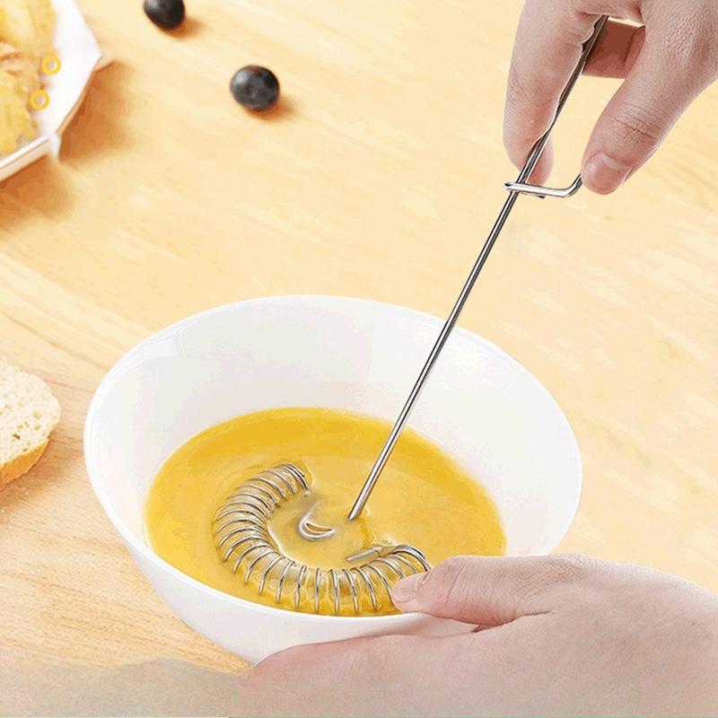 Frusta a Molla Portatile in Acciaio Inossidabile per Uova, Frusta a Spirale Manuale, Frullatore per Latte, Strumenti per la Cucina