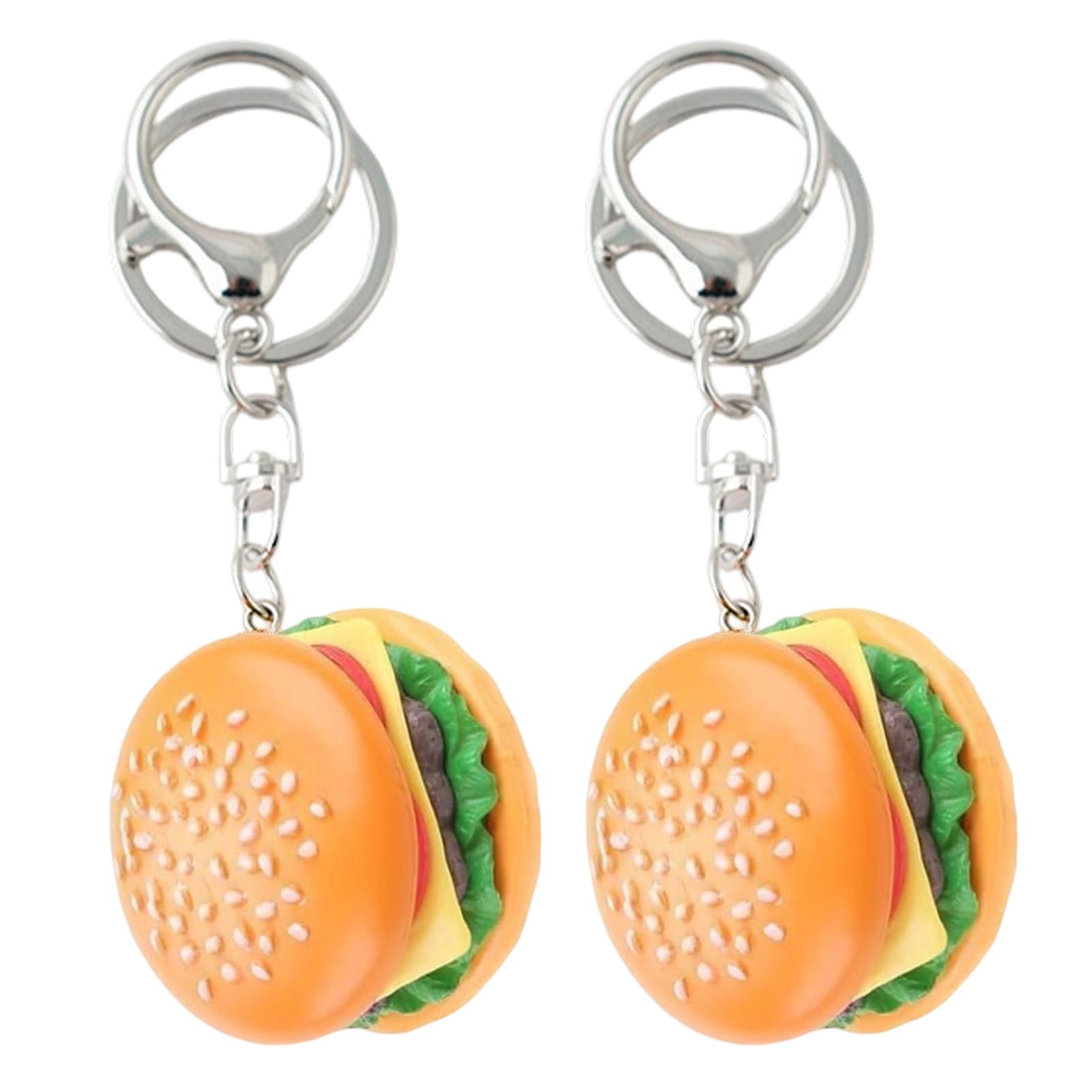 

2Pcs Versatile Hamburger Themed Keychains Can Be Used as Key Holders or Purse Charm for Personalizing Decoration 1