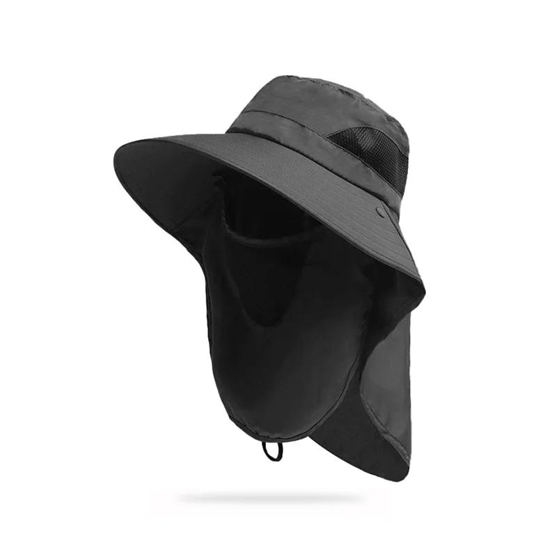 

Sunshade Fishing Sun Cap with Sunscreen Face Mask for Outdoor Brim Visor Hat Protection and Climbing Hat Waterproof 56-58cm