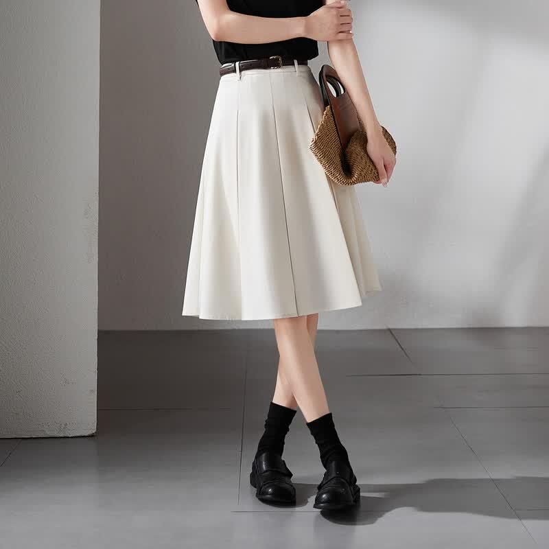 SOFSIL 2026 Summer Women s High-Waisted Pleated A-Line Skirt 27/M