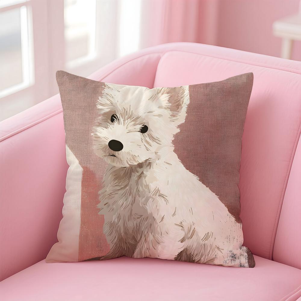 

WWest Highland White Terrier Cushion Cover Pillowcase Short Plush Invisible zipper Room Sofa Cushion Cover 30X30cm