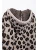 Women's Leopard Print Hooded Knit Sweater - Winter 2024 European and American Style