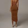 Bodycon Skirt Shirring Drawstring Women Solid Color High Split Irregular Skirt Clubwear