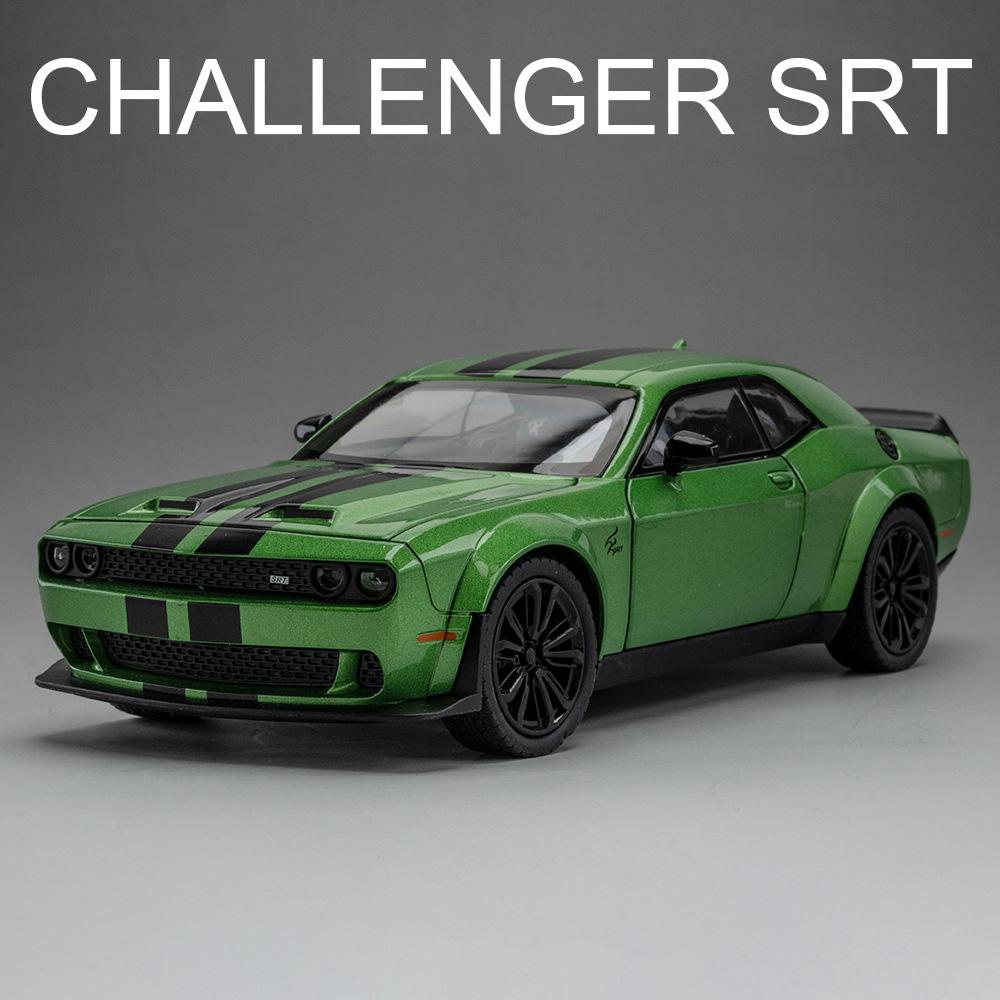 

1:22 Challenger SRT Hellcat Demon Eyes Model Car Toy Alloy Diecast Pull Back Supercar Light Sound Vehicle Models Gifts for Kids зелёный
